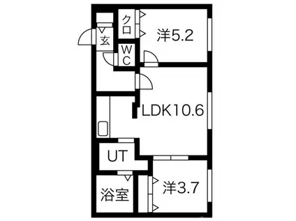 HALENIX札幌医大前(2LDK/1階)の間取り写真