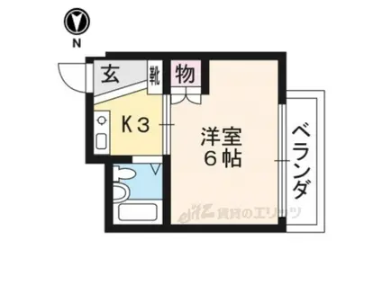 西ノ京ハイツ(1K/4階)の間取り写真