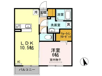 チェリーブロッサムB棟(1LDK/2階)の間取り写真
