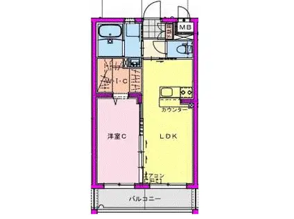 ポルトボヌール姫城RC(1LDK/2階)の間取り写真