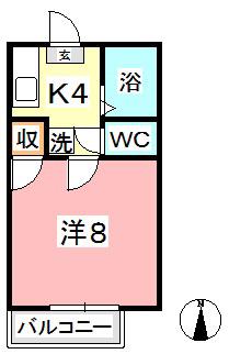 グリーンクラーク(1K/1階)の間取り写真