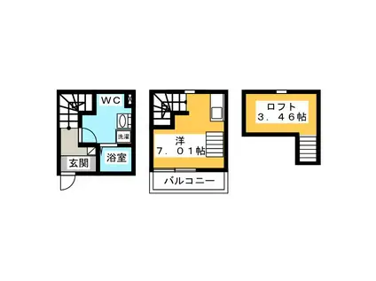 ＪＲ東海道本線 岐阜駅 徒歩9分 2階建 築7年(1K/1階)の間取り写真