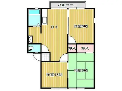 パナハイツドリーム坂出D棟(3DK/2階)の間取り写真