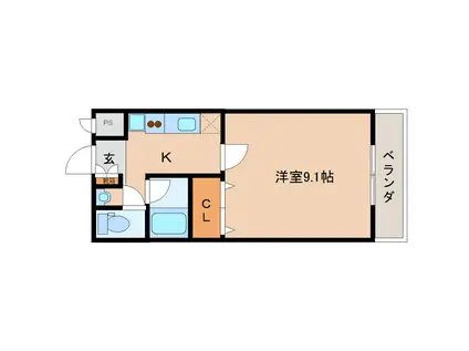 レナードU(1K/4階)の間取り写真