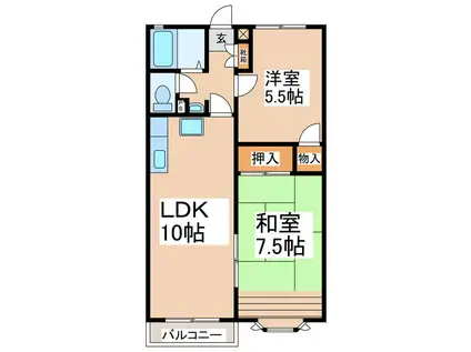 シャトーシャンボール(2LDK/2階)の間取り写真
