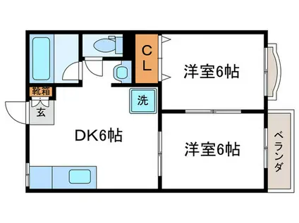 ハイツオオタ(2DK/1階)の間取り写真