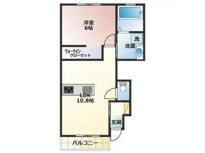 ＪＲ東海道本線 西小坂井駅 徒歩3分 2階建 築3年(1LDK/1階)の間取り写真