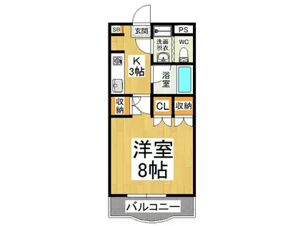 ジョイコーポ蟻ヶ崎(1K/1階)の間取り写真