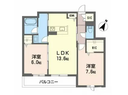 エクセレントガーデンヒルズB棟(2LDK/2階)の間取り写真