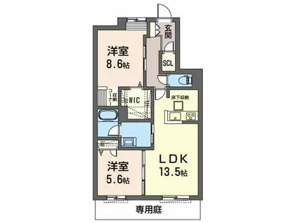 オカバ姫路青山シャーメゾンA(2LDK/1階)の間取り写真
