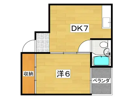 フリーディオ中木田(1DK/3階)の間取り写真