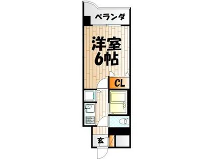 ライオンズマンション小倉駅南第2(1K/4階)の間取り写真