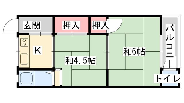 西尾文化(2K/2階)の間取り写真