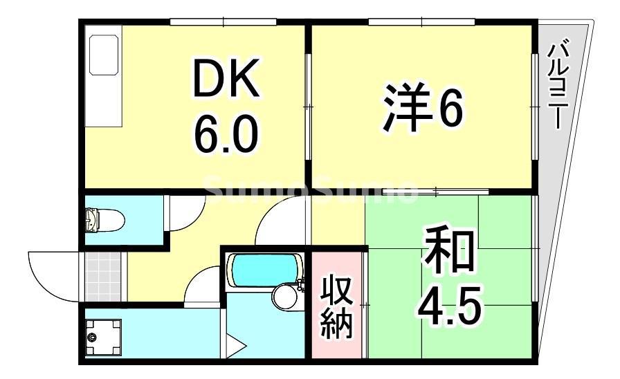 中内ハイツ(2DK/2階)の間取り写真