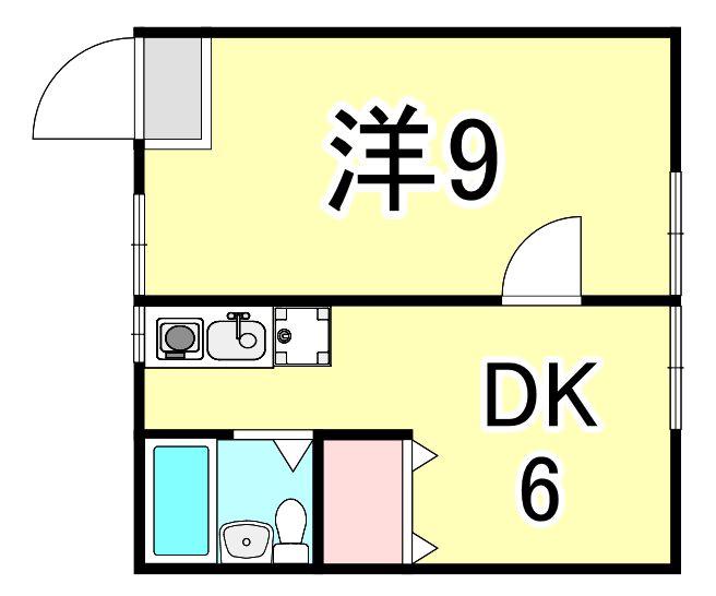 土居アパート(1DK/2階)の間取り写真
