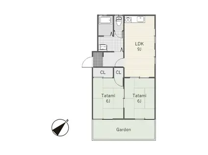 Yナァーサリー B(2LDK/1階)の間取り写真