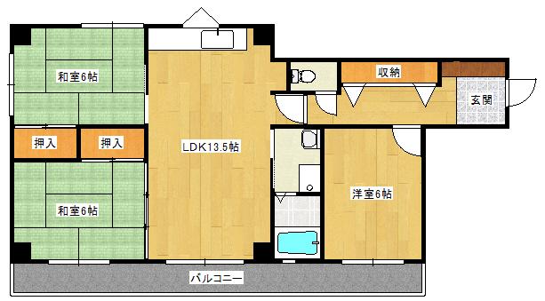 サンヒルズ戸坂 壱番館(3LDK/3階)の間取り写真