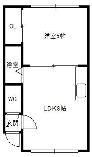 コーポ大屋A棟(1LDK/2階)の間取り写真