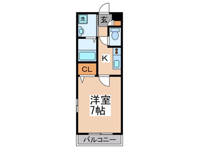 VIALE美しが丘(1K/1階)の間取り写真