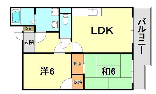 サニーサイドⅢ(2LDK/2階)の間取り写真