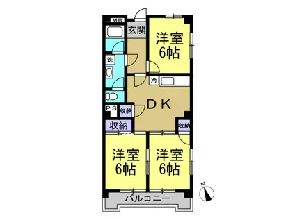 ファミール寺本(3DK/1階)の間取り写真