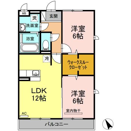 パルクセゾンI(2LDK/1階)の間取り写真