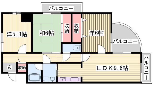 ラフェスタ大塩(3LDK/4階)の間取り写真