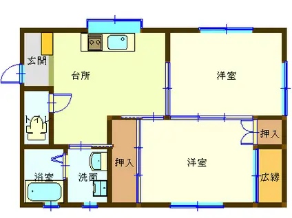 グランコートS1(2DK/2階)の間取り写真