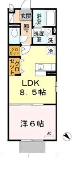 グランパルク・コーズ(1LDK/1階)の間取り写真