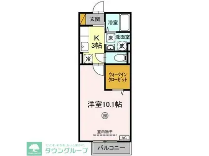 リシアンサス・ガーデンC(1K/2階)の間取り写真