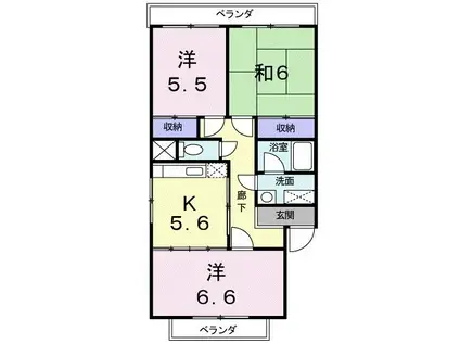 アイリスII(3K/1階)の間取り写真