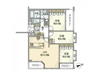 アルス山王金子山マイスターヴェルク(3LDK/2階)の間取り写真