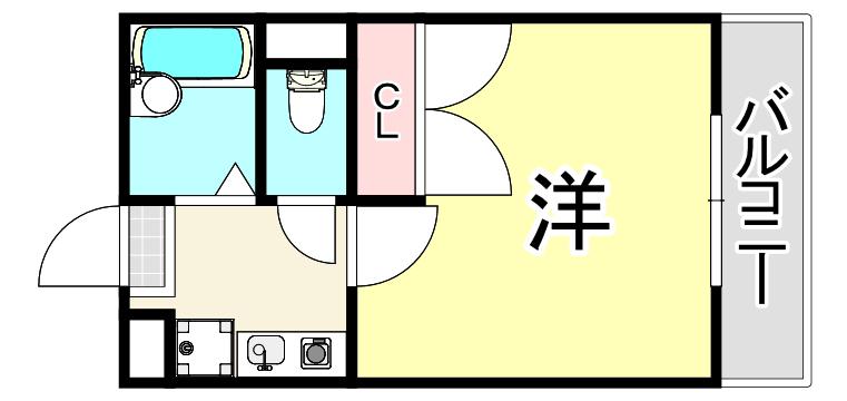 レオパレスサンブライト(1K/1階)の間取り写真