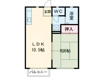 ビブロスヒルC・D(1LDK/1階)の間取り写真