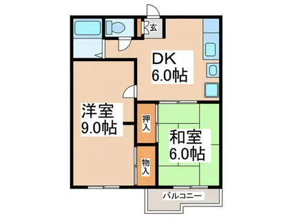 サニーハイツ(2DK/2階)の間取り写真