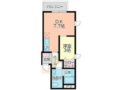 メリディアン迫参番館(1DK/3階)の間取り写真