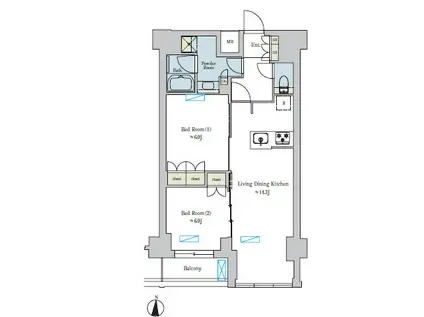 BRILLIA IST 池尻大橋 ブリリアイスト池尻大橋(2LDK/4階)の間取り写真