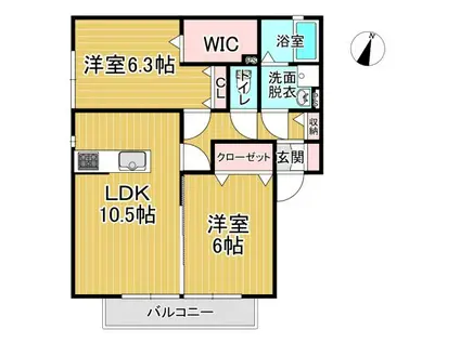 アムールレジデンス(2LDK/1階)の間取り写真