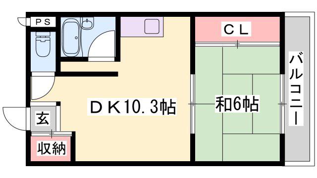 ファーストイン英賀保駅前(1DK/4階)の間取り写真