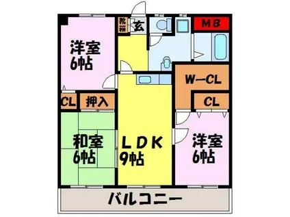 フローラル寿(3SLDK/6階)の間取り写真