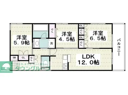 ブラッサム東海岸(3LDK/2階)の間取り写真