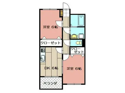 ダイヤモンドライフ(2DK/1階)の間取り写真