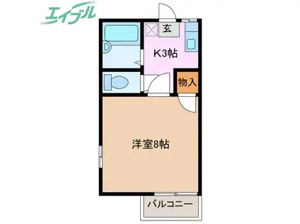 シャルム曙(1K/2階)の間取り写真