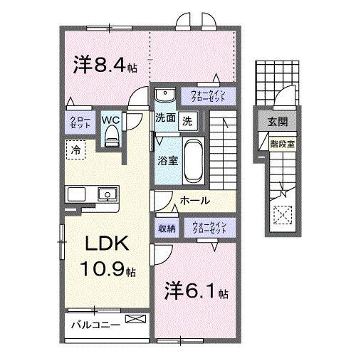 アクティフ浦上II(2LDK/2階)の間取り写真