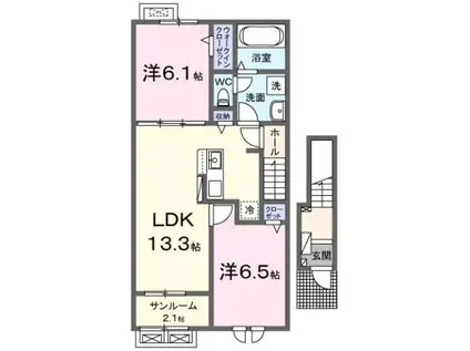 アトラスII(2LDK/2階)の間取り写真