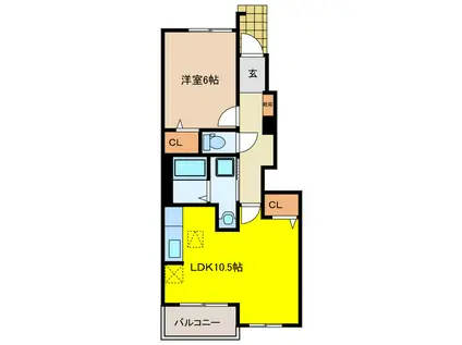 レジデンスそら(1LDK/1階)の間取り写真