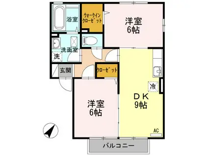 メゾンルージェA(2DK/2階)の間取り写真