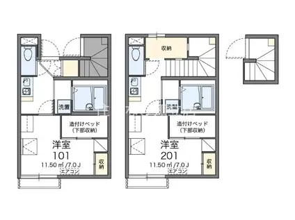 レオパレスシャルムコート(1K/2階)の間取り写真