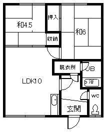 ハイ・ガーデン(2LDK/2階)の間取り写真
