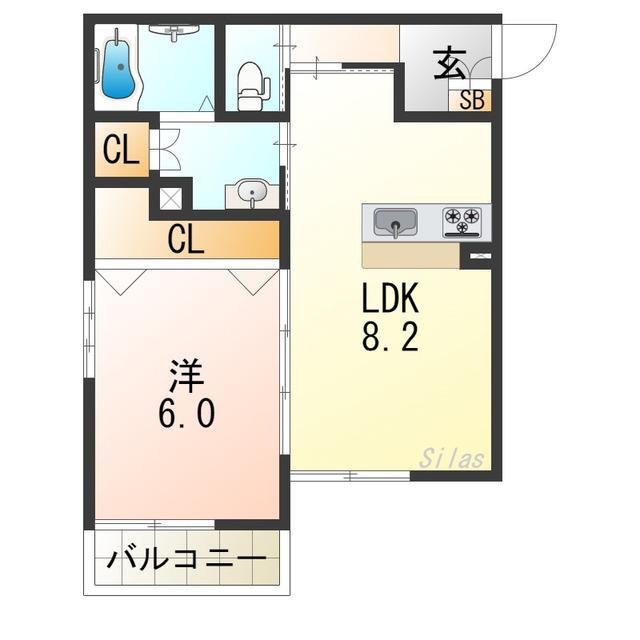 GLICINA南巽VIENT(1LDK/2階)の間取り写真